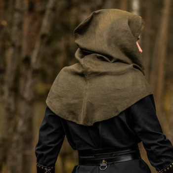 Mittelalter Leinen Gugel Mannix -  grün