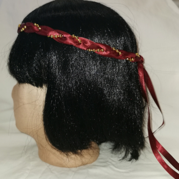 Preview: Jungfernband einfarbig – weinrot/gold