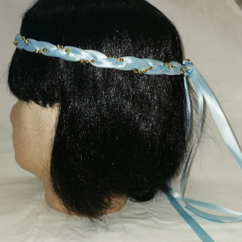 Jungfernband einfarbig – hellblau/gold