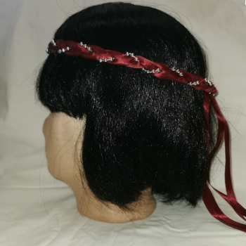 Jungfernband einfarbig – weinrot/silber