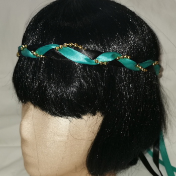 Jungfernband  zweifarbig– schwarz/türkis - gold