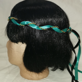 Preview: Jungfernband  zweifarbig– schwarz/türkis - gold