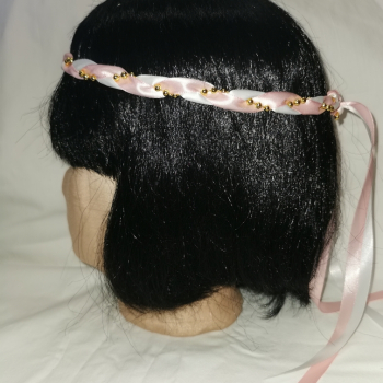 Preview: Jungfernband  zweifarbig – weiß/rosa - gold