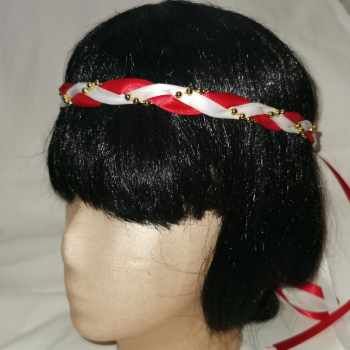 Jungfernband  zweifarbig –weiß/rot - gold