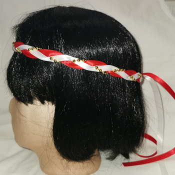 Preview: Jungfernband  zweifarbig –weiß/rot - gold