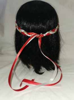 Preview: Jungfernband  zweifarbig –weiß/rot - gold