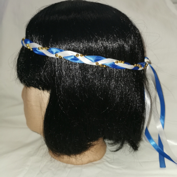 Preview: Jungfernband  zweifarbig – weiß/königsblau - gold