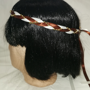 Preview: Jungfernband  zweifarbig – weiß/braun - gold