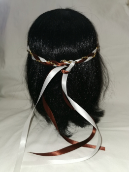 Preview: Jungfernband  zweifarbig – weiß/braun - gold