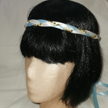 Jungfernband  zweifarbig – elfenbein/hellblau - gold