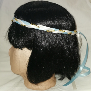 Preview: Jungfernband  zweifarbig – elfenbein/hellblau - gold