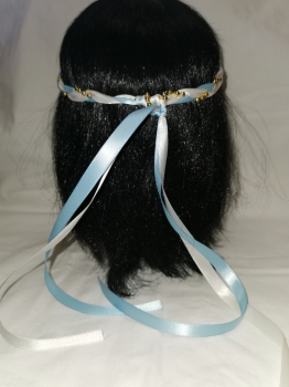 Preview: Jungfernband  zweifarbig – elfenbein/hellblau - gold