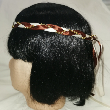 Preview: Jungfernband  zweifarbig – elfenbein/braun - gold