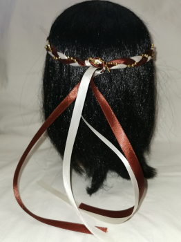 Preview: Jungfernband  zweifarbig – elfenbein/braun - gold