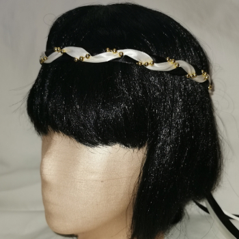 Jungfernband  zweifarbig – elfenbein/schwarz - gold