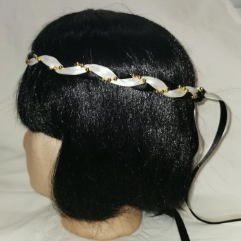 Preview: Jungfernband  zweifarbig – elfenbein/schwarz - gold