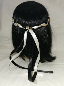 Preview: Jungfernband  zweifarbig – elfenbein/schwarz - gold