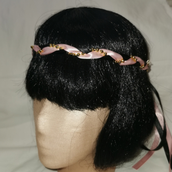 Jungfernband  zweifarbig – schwarz/rosa - gold