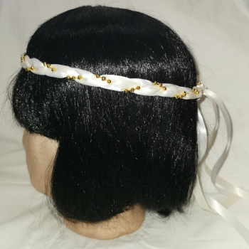 Preview: Jungfernband  zweifarbig – weiß/elfenbein - gold