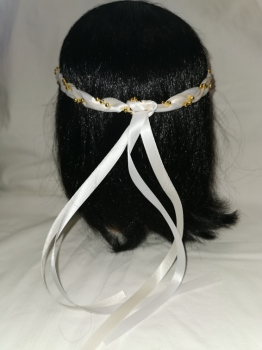 Preview: Jungfernband  zweifarbig – weiß/elfenbein - gold