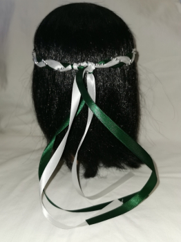 Preview: Jungfernband  zweifarbig – weiß/grün - silber