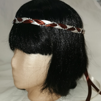 Jungfernband  zweifarbig – elfenbein/braun - silber