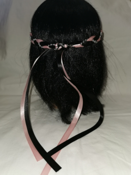 Preview: Jungfernband  zweifarbig – schwarz/rosa - silber