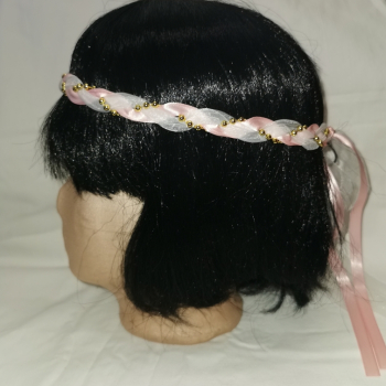 Preview: Jungfernband  – organza/rosa – gold