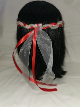 Preview: Jungfernband  – organza/rot – gold