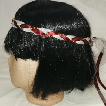 Preview: Jungfernband  – organza/weinrot – gold