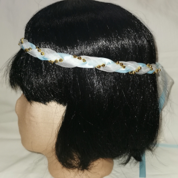 Preview: Jungfernband  – organza/hellblau – gold