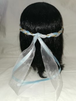 Preview: Jungfernband  – organza/hellblau – gold