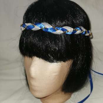 Jungfernband  – organza/königsblau – gold