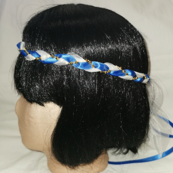 Preview: Jungfernband  – organza/königsblau – gold