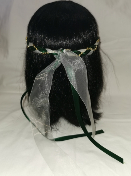 Preview: Jungfernband  – organza/grün – gold