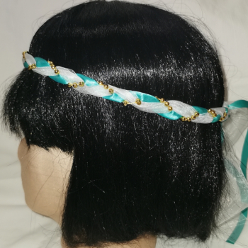 Preview: Jungfernband  – organza/türkis – gold