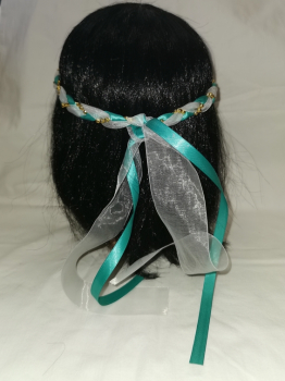 Preview: Jungfernband  – organza/türkis – gold