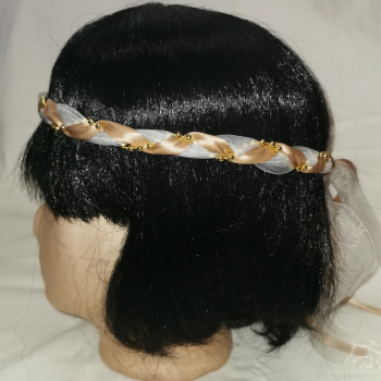 Preview: Jungfernband  – organza/mokka – gold