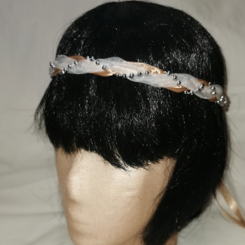 Jungfernband – organza/mokka – silber