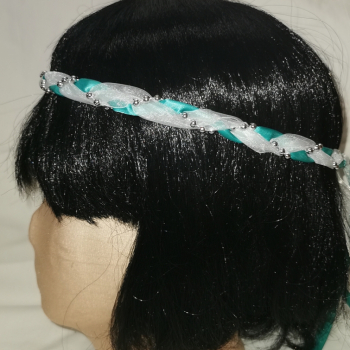 Preview: Jungfernband – organza/türkis – silber