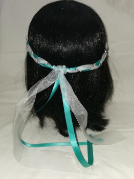 Preview: Jungfernband – organza/türkis – silber