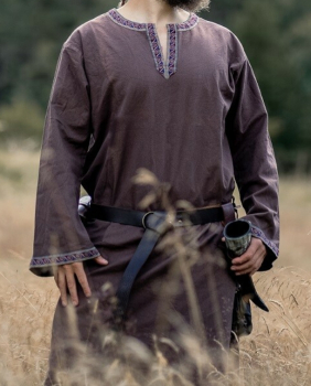 Tunika mit Bordüre "Halvor"  -  dunkelbraun