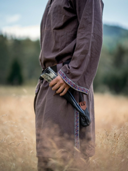 Preview: Tunika mit Bordüre "Halvor"  -  dunkelbraun