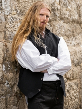 Preview: Weste aus handgewebter Baumwolle "Irvin" - schwarz