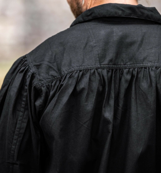 Preview: Piraten-Schnürhemd "Artur" mit Kragen  - schwarz