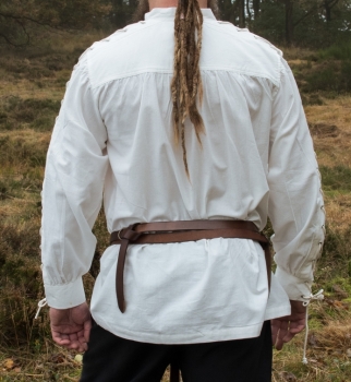 Preview: Mittelalter Hemd Corvin mit Schnürung - weiß