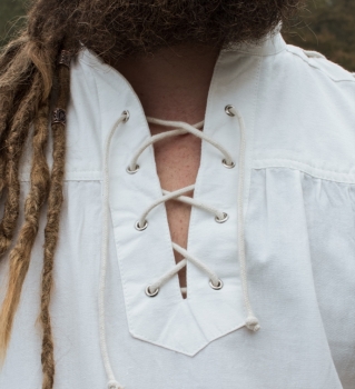 Preview: Mittelalter Hemd Corvin mit Schnürung - weiß