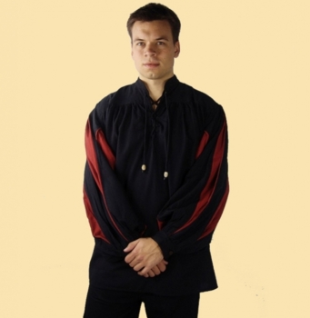 Preview: Landsknechthemd "Albert"  -  Schwarz/Rot