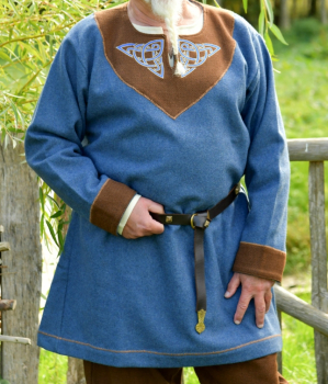 Wikinger Wolltunika Esben, blau-braun