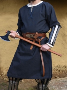 Preview: Mittelalter Tunika Albrecht mit Borte -  dunkelblau